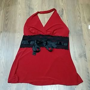 Studio 1940 halter red with black lace size 14/16